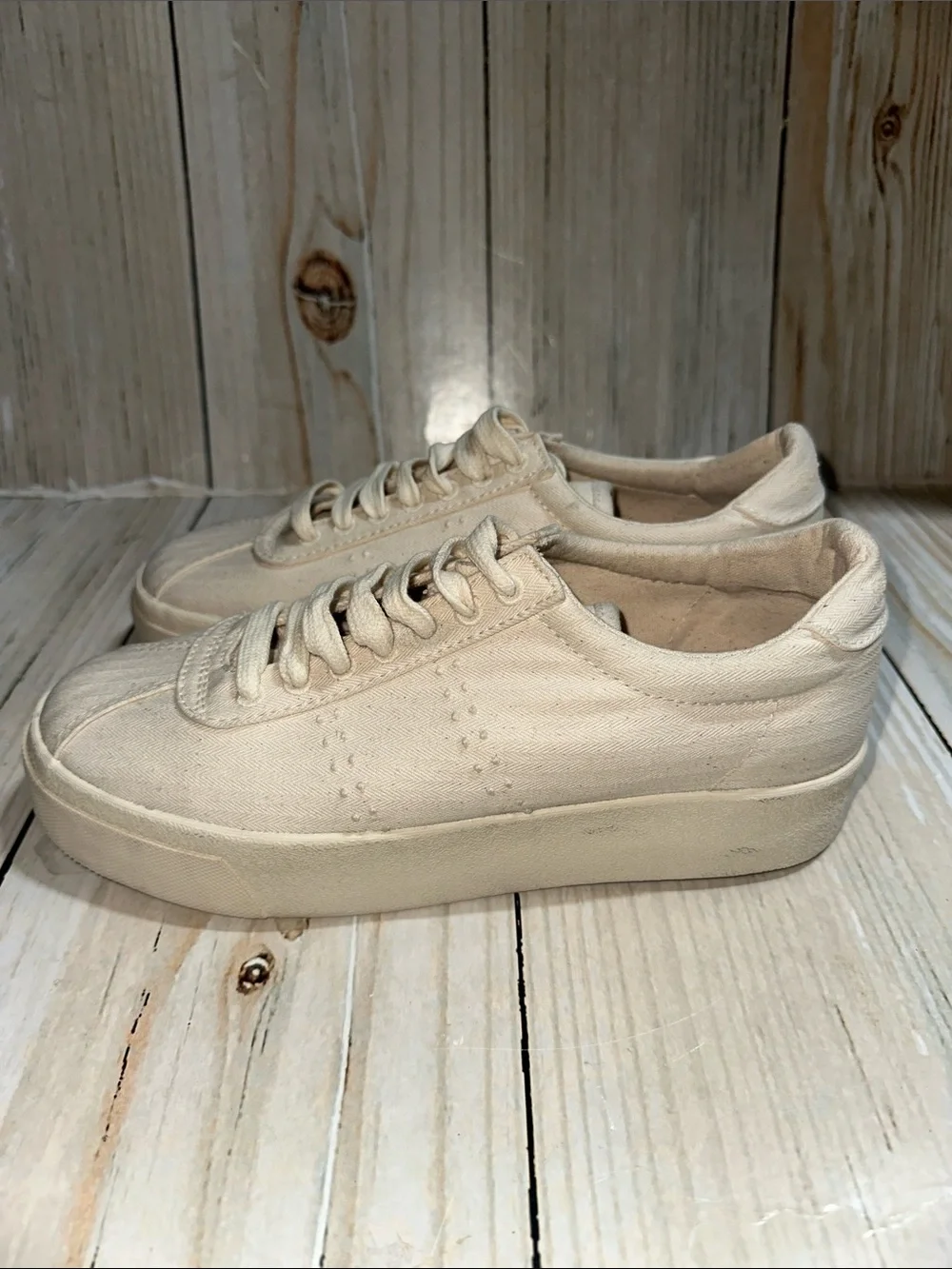 Superga Low-Top Canvas Sneakers in Cream